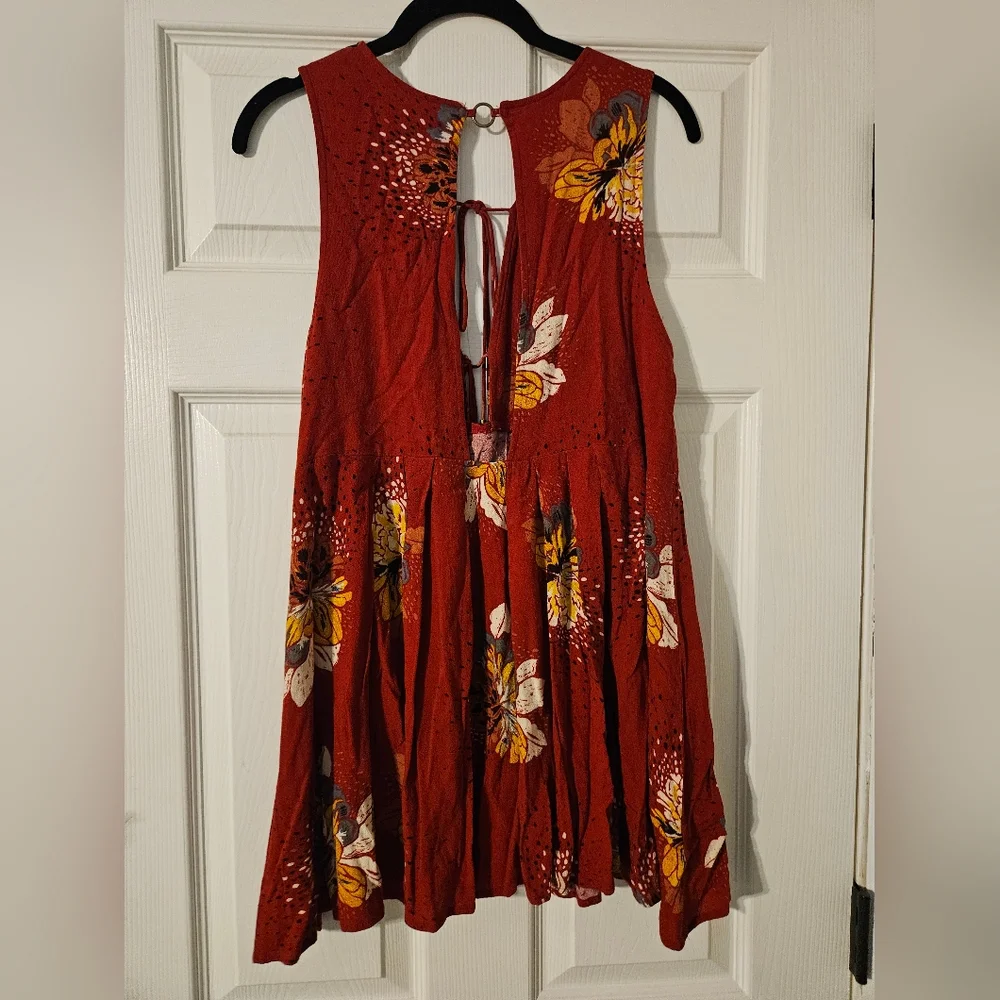 FREE PEOPLE Lovely Day Printed Tunic Red Dress‎ size xs